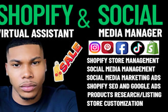 shopify expert virtual assistant and social media marketing store manager