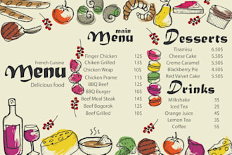 do restaurant menu design, food menu or digital menu