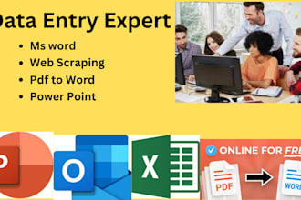 do data entry, excel data entry, copy paste, convert PDF, typing