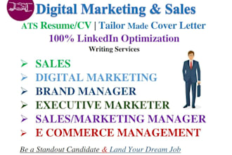 write a professional ats sales or digital marketing  resume, cover letter