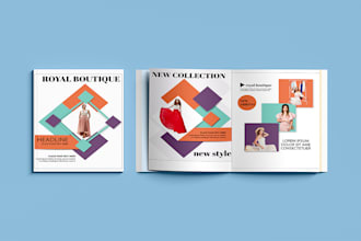 design a futuristic and modern catalog and book cover for boutique