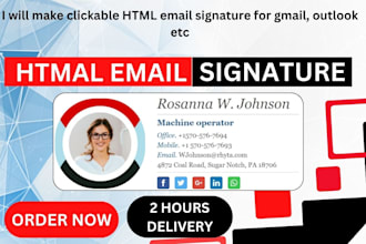 create clickable HTML email signature for email, gmail for 3h