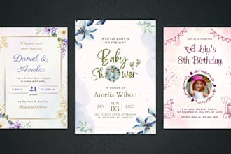 design invitation, wedding, birthday, bridal or baby shower, and party
