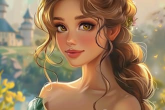 make you a beautiful portrait in disney cartoon style