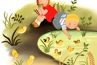 design custom children story book illustration