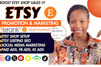 do etsy shop creation and etsy shop marketing, listing promotion to boost sales