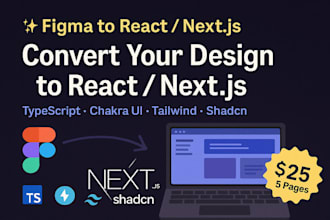 convert figma to react next using typescript, chakra, shadcn