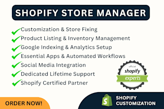 design and manage shopify website, shopify store manager