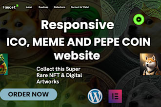 design meme coin website, pepe coin website, crypto website, ico crypto website