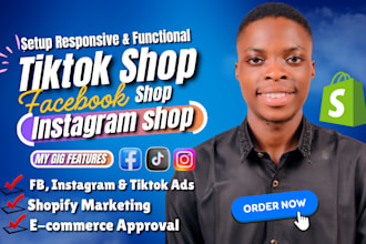 setup tiktok shop, facebook shop, instagram shop, shopify dropshipping marketing
