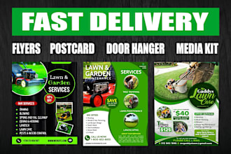 design landscape and lawn care door hanger or flyers design