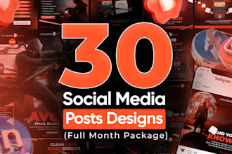 design 30 social media posts, creative designs, instagram posts, facebook ads