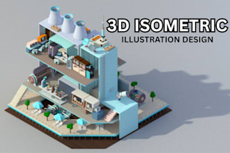 do 3d isometric event vector map illustration design isometric animation