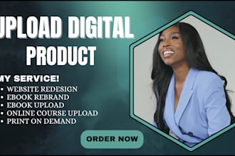 upload shopify digital product, etsy ebooks, wix online courses, print on demand