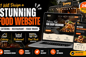 design catering website, restaurant website, food truck website catering website