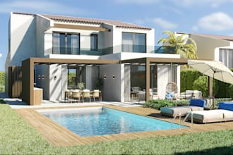 create 3d high resolution exterior rendering