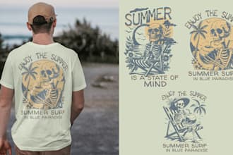 create vintage retro illustration tshirt design