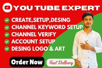 create youtube channel full setup, verification  as you like