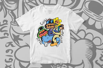 create cartoon illustration for t shirt