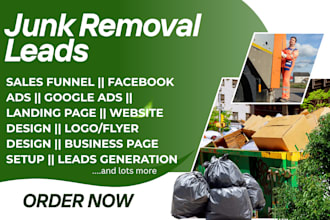 junk removal leads logo website cleaning hauling landing page facebook ads