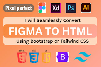 convert figma to html, xd, sketch, psd to html responsive bootstrap
