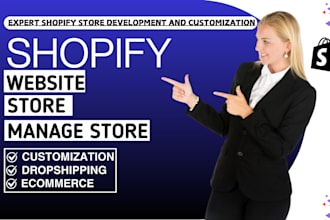 build shopify website, shopify store or manage shopify store