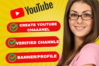 create and setup youtube channel with logo, banner,