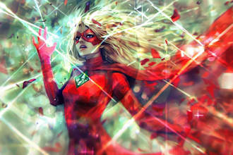 illustrate a superhero comic cover art
