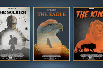 design a professional double exposure movie poster