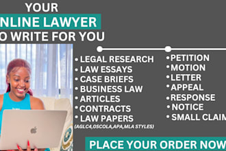 expertly assist in legal research, business law, case brief, articles, contracts