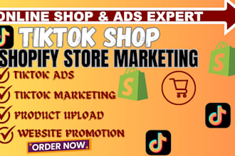setup facebook shop instagram shop, tiktok shop, and complete shopiify marketing