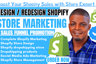 design, redesign shopify dropshipping store, shopify marketing, shopify website
