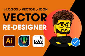 vector redesign of logo or illustrations for use in printing
