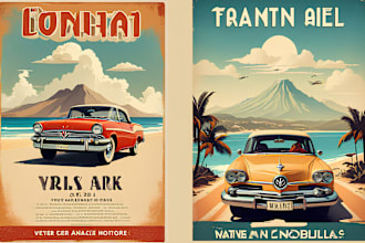 create vintage retro travel poster digital modern travel poster