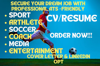 write professional sport, event, entertainment, club, music, media resume or cv