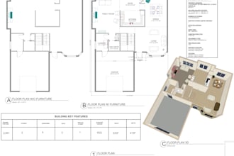 do cad floor plan drawings with 3d of your house, office