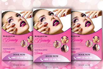 design elegant beauty, spa, makeup, hair salon flyer and price list