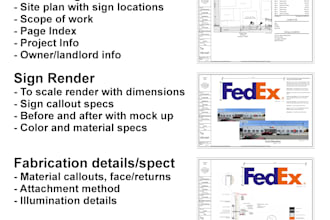 create a set storefront permit plans channel letters for city approval