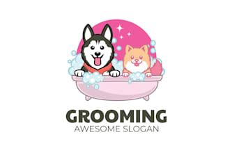 creative dog grooming logo design for brand differentiation