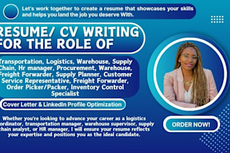 write resume for transportation, logistics, warehouse, supply chain, hr manager