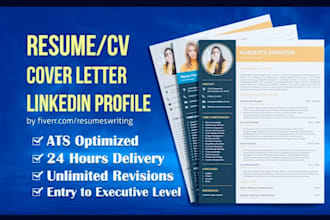 provide professional resume, cover letter, and linkedin writing services