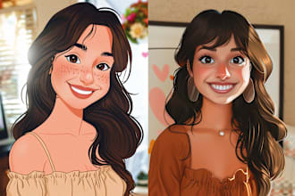 draw you a beautiful portrait in disney cartoon style