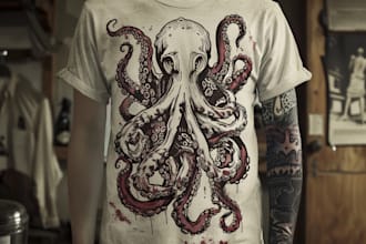 make a linocut t shirt design for brands