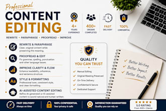 professionally rewrite, paraphrase, and edit your content