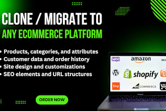 clone or migrate your ecommerce store shopify, etsy, wix, woocommerce, wordpress