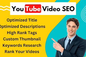 optimize youtube video SEO, thumbnail, rank, hashtag etc