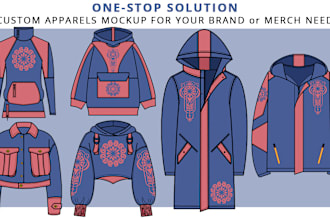 create complete merchandise or clothing collection  mockup for brand