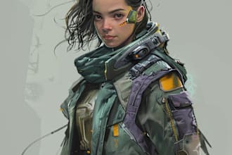 make sci fi character art and sci fi art, or concept art