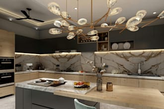 design kitchen interior in 3d and render
