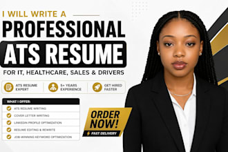 write a professional ats resume for IT, healthcare, sales and drivers